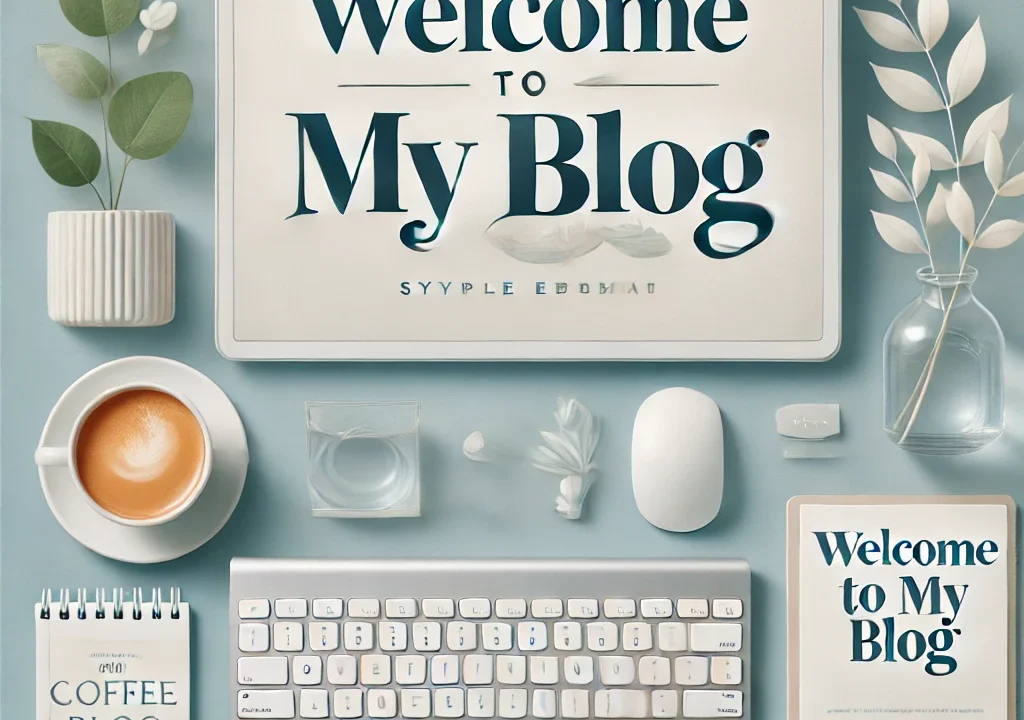 DALL·E 2024 10 05 13.46.03 A welcoming feature image for a personal blog showing a clean modern design with soft colors like light blue and white. The image includes elements
