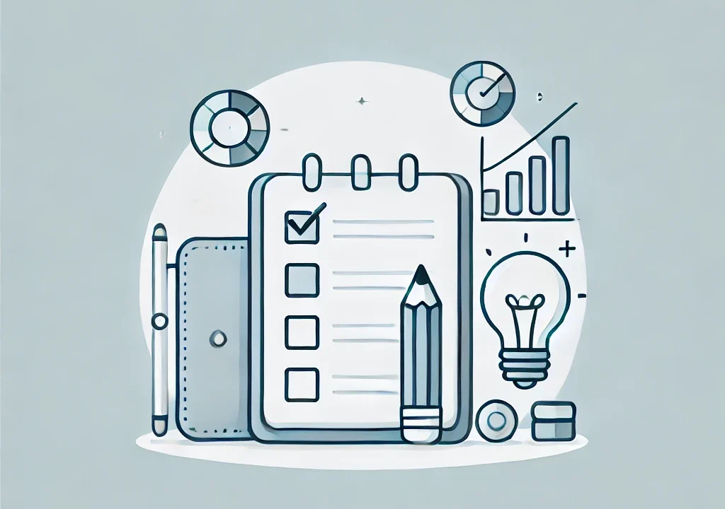 DALL·E 2024 10 12 11.02.12 A simple clean and professional featured image for a blog post about content strategy. The image should have a minimalistic design featuring icons