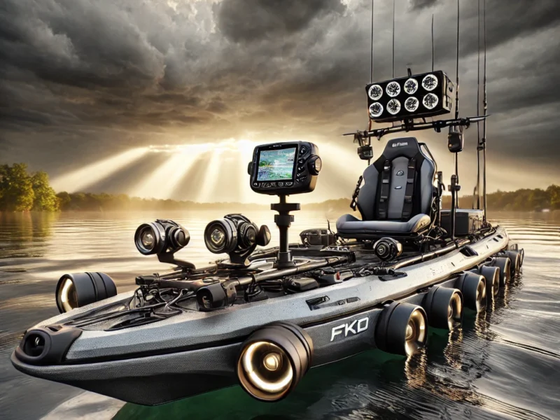 Angler in a bright sit-on-top kayak fishing at sunrise on a calm lak 2025